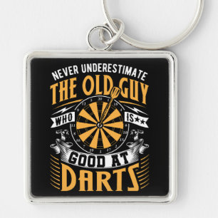 Never Underestimate Old School Dart Players Key Ring