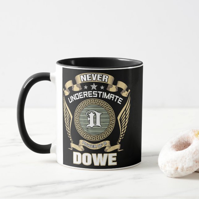 NEVER_UNDERESTIMATE_POWER_OF_A_DOWE MUG (With Donut)