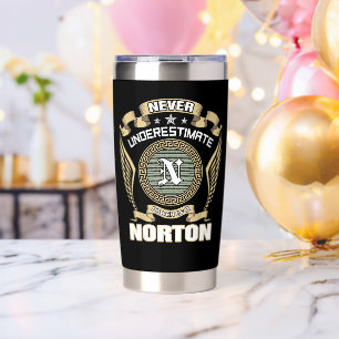 NEVER_UNDERESTIMATE_POWER_OF_A_NORTON INSULATED TUMBLER