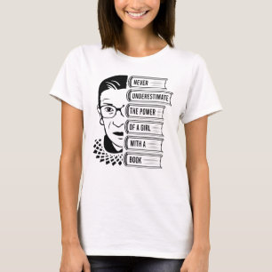 Never Underestimate Power of Girl With Book T-Shirt