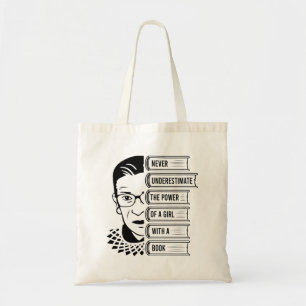 Never Underestimate Power of Girl With Book Tote Bag