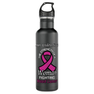 Never Underestimate/Ribbon/Woman...Breast Cancer 710 Ml Water Bottle
