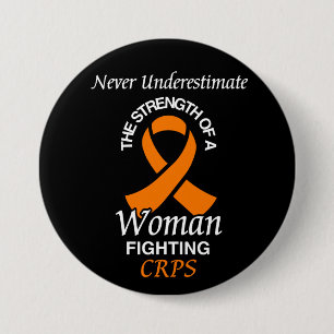 Never Underestimate/Ribbon/Woman...CRPS 7.5 Cm Round Badge