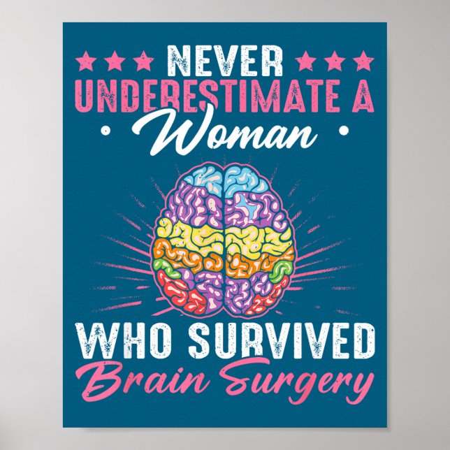 Never Underestimate Survived Brain Surgery Poster (Front)