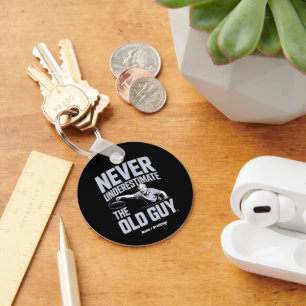 Never Underestimate The Old Guy Funny Disc Golf Key Ring