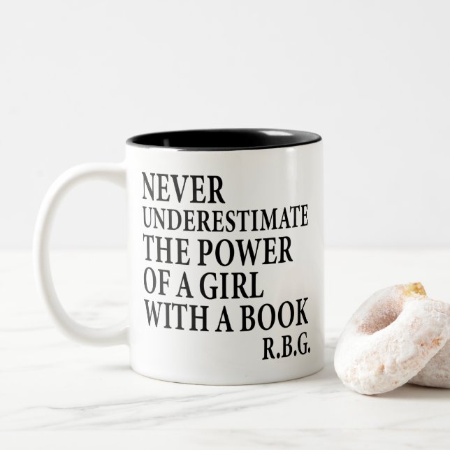 Never Underestimate The Power of a Girl Two-Tone Coffee Mug (With Donut)