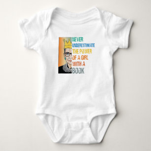Never Underestimate the Power of a Girl With Book Baby Bodysuit