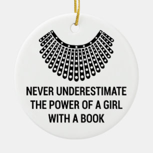Never underestimate the power of a girl with book ceramic tree decoration
