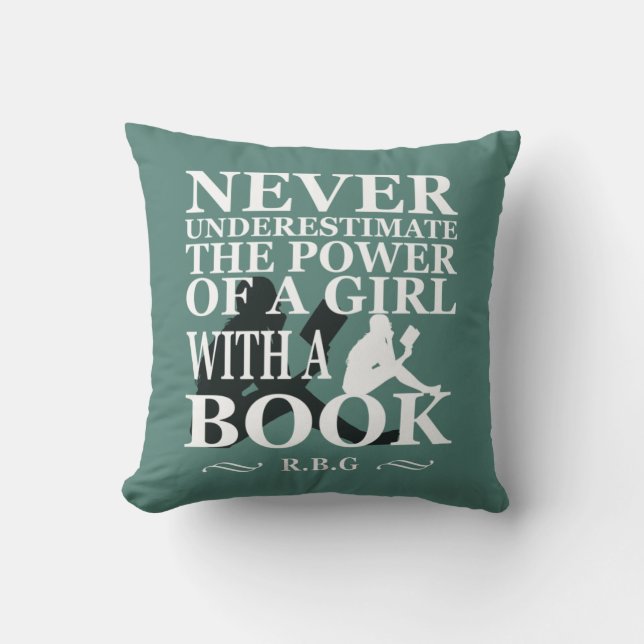 Never Underestimate the power of a girl with book Cushion (Front)