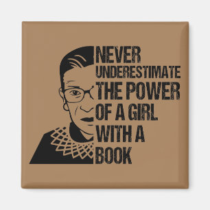 Never Underestimate The Power of a Girl With Book Magnet