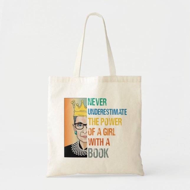 Never Underestimate the Power of a Girl With Book Tote Bag (Front)