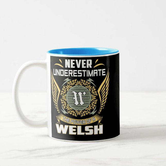 Never Underestimate The Power Of A Welsh Two-Tone Coffee Mug (Left)