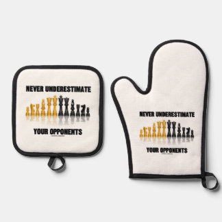 Never Underestimate Your Opponents Chess Attitude Oven Mitt & Pot Holder Set