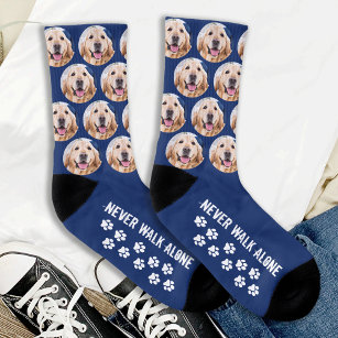 Never Walk Alone Blue Custom Pet Photo Dog Socks
