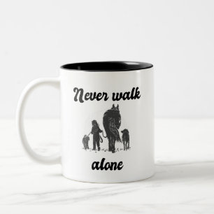 Never walk alone Farmer  Two-Tone Coffee Mug