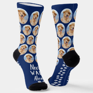 Never Walk Alone Paw Prints Custom Pet Photo Dog Socks