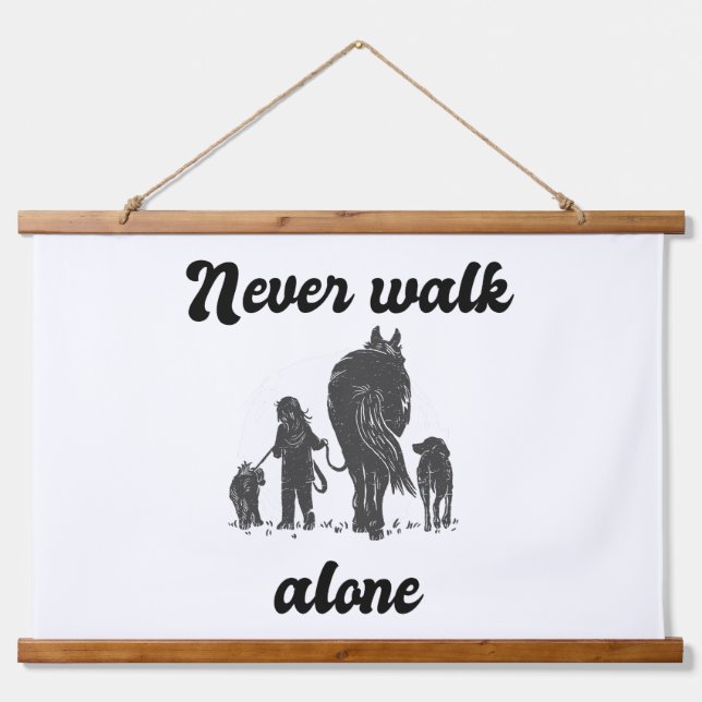 Never Walk Alone – Rustic Animal Lover  Hanging Tapestry (Front)