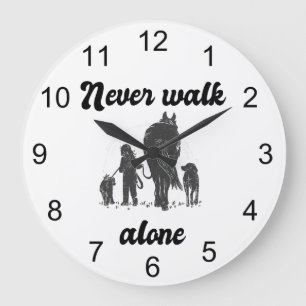 Never Walk Alone – Rustic Animal Lover Large Clock