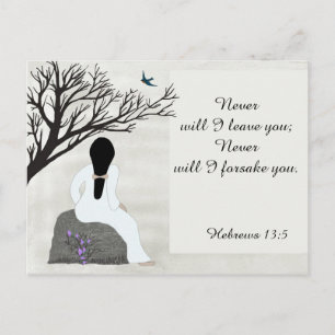 "Never will I leave you", Bible Verse Postcard