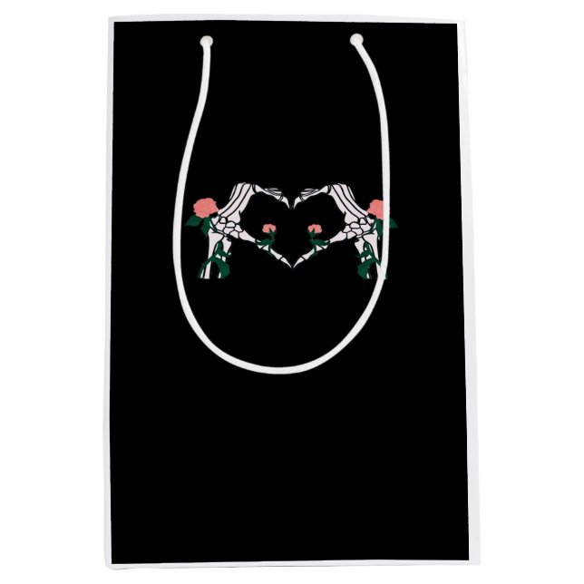 Never Wilts – Skeleton Hands Roses  Medium Gift Bag (Front)