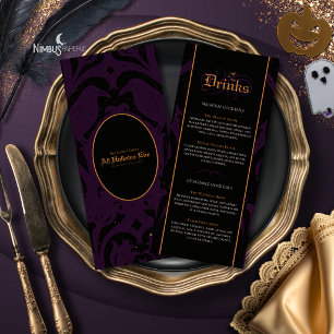 Nevermore Damask Dark Plum Gothic Halloween Bar Menu