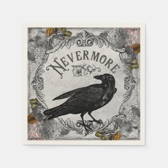 Nevermore Eerie Raven Halloween Horror Napkin (Front)