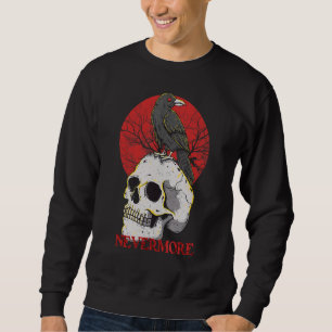 Nevermore Gothic Crow Raven Skull Head Emo Punk Bi Sweatshirt