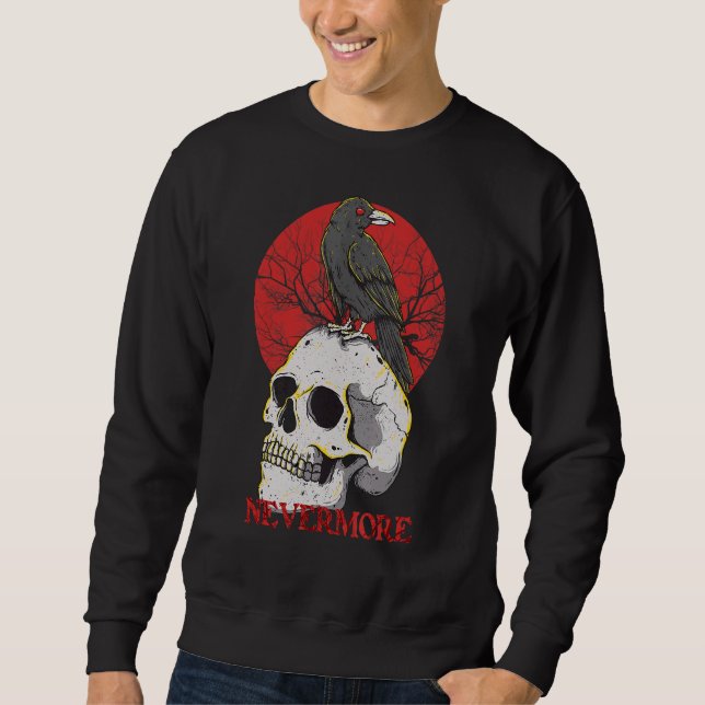 Nevermore Gothic Crow Raven Skull Head Emo Punk Bi Sweatshirt (Front)
