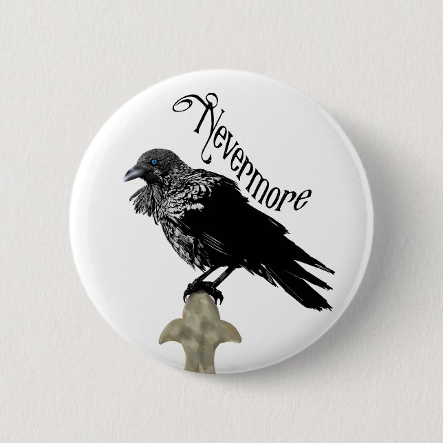 Nevermore Raven 6 Cm Round Badge (Front)