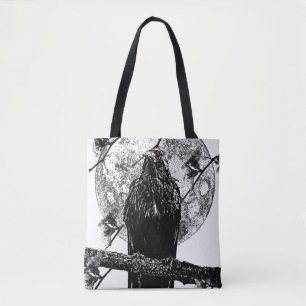 Nevermore Raven and the moon Tote Bag
