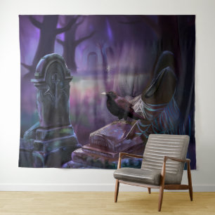 Nevermore, Raven Cemetery Backdrop Tapestry