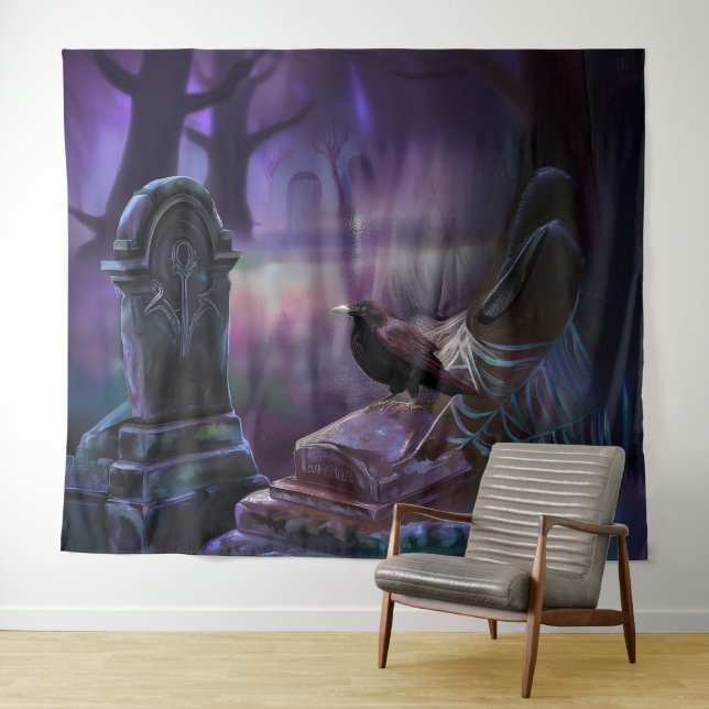 Nevermore, Raven Cemetery Backdrop Tapestry (In Situ (Horizontal))