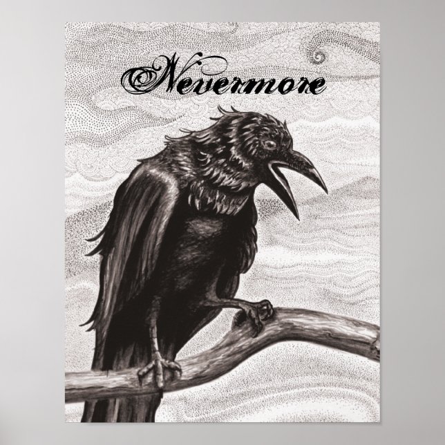 Nevermore Raven in the Mist Poster (Front)
