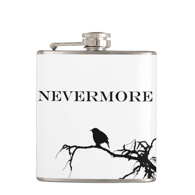 Nevermore Raven Poem Edgar Allan Poe Quote Hip Flask (Front)