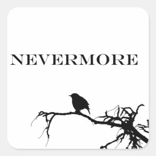 Nevermore Raven Poem Edgar Allan Poe Quote Square Sticker