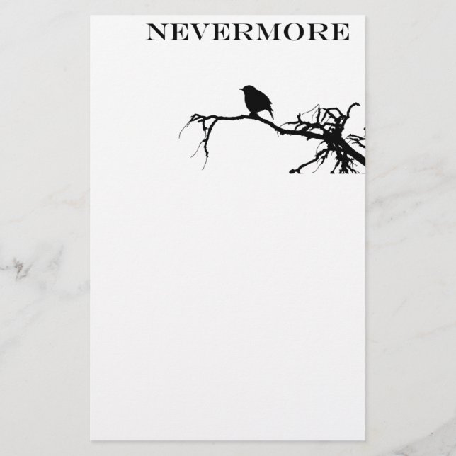 Nevermore Raven Poem Edgar Allan Poe Quote Stationery (Front)