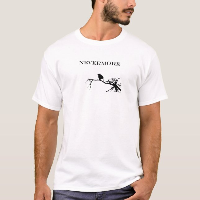 Nevermore Raven Poem Edgar Allan Poe Quote T-Shirt (Front)