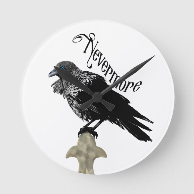 Nevermore Raven Round Clock (Front)