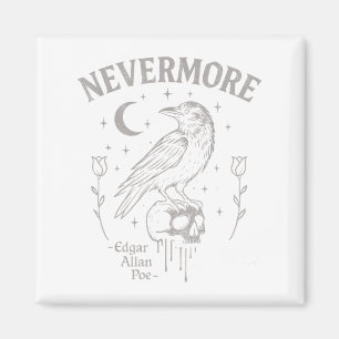 Nevermore Raven Skull Art, Gothic Edgar Allan Poe  Magnet