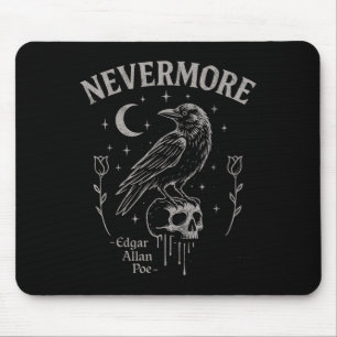 Nevermore Raven Skull Art, Gothic Edgar Allan Poe  Mouse Mat