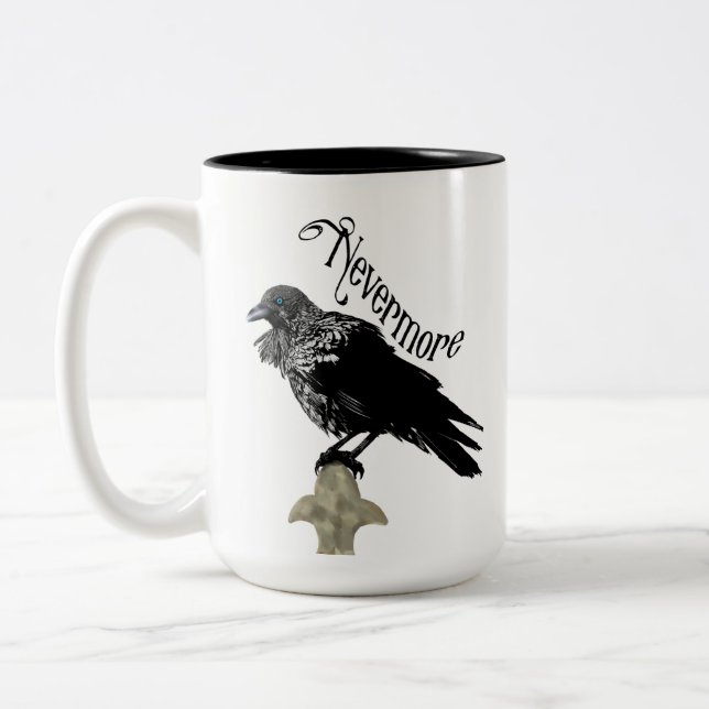Nevermore Raven Two-Tone Coffee Mug (Left)