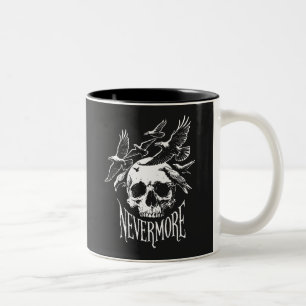 Nevermore Skull And Ravens Two-Tone Coffee Mug