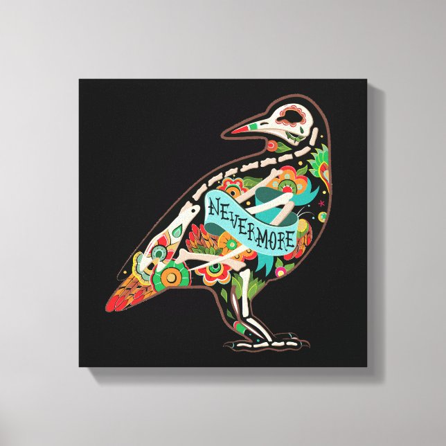 Nevermore Sugar Skull Raven Canvas Print (Front)