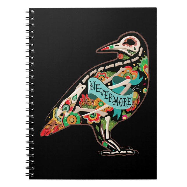 Nevermore Sugar Skull Raven Notebook (Front)