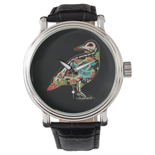 Nevermore Sugar Skull Raven Watch (Front)