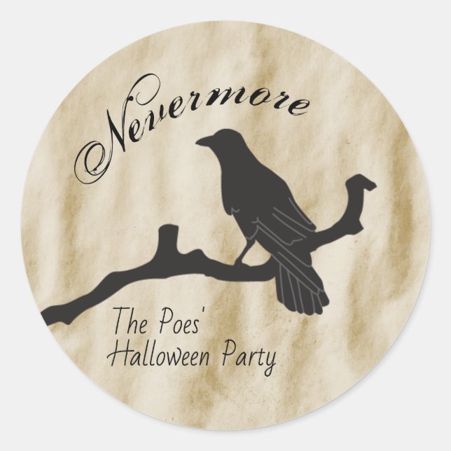 Nevermore The Raven Halloween Classic Round Sticker (Front)