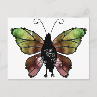 Nevermore x3 Butterfly Raven Postcard