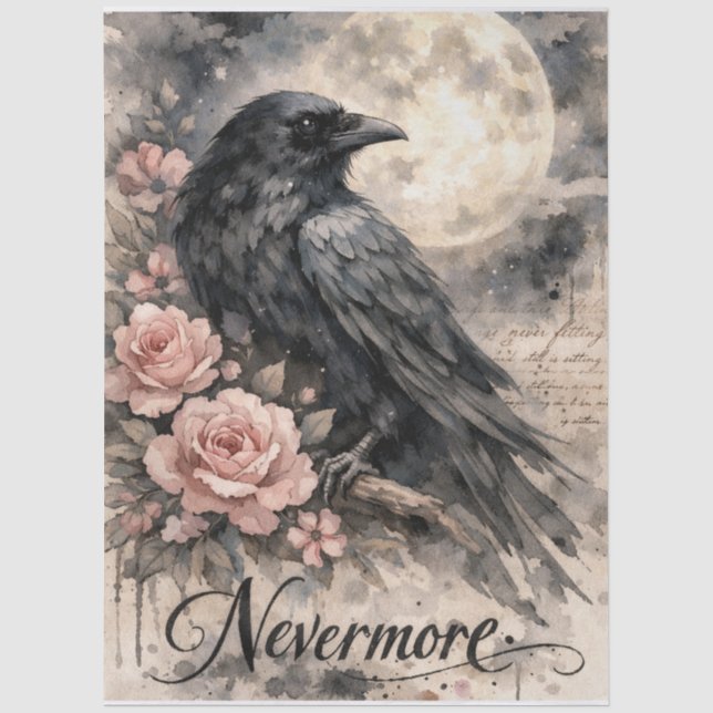 Neverrmore Black Crow Moon Tissue Paper (Front)
