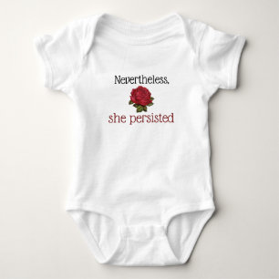 Nevertheless She Persisted Cute Vintage Red Rose Baby Bodysuit