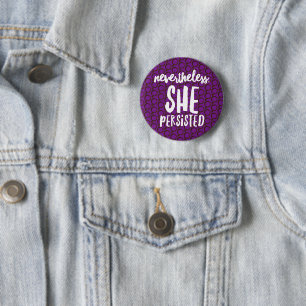 Nevertheless She Persisted Purple Strong Female 6 Cm Round Badge